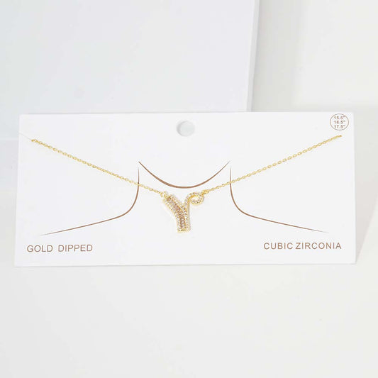 Madeline Love Gold -Y- CZ Initial Monogram Pendant Necklace - Jewelry