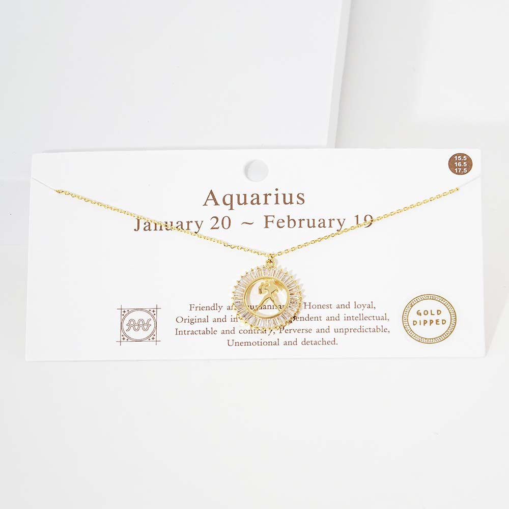 Madeline Love Gold Aquarius Gold Dipped Zodiac Sign Pendant Necklace - Necklaces