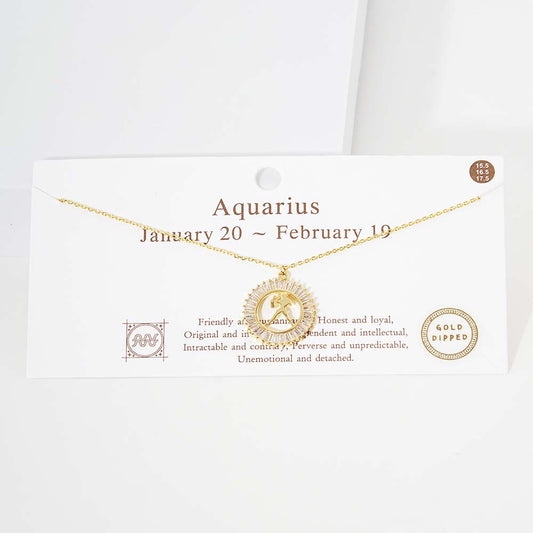 Madeline Love Gold Aquarius Gold Dipped Zodiac Sign Pendant Necklace - Necklaces