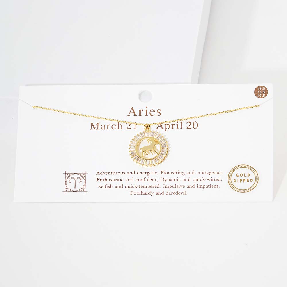 Madeline Love Gold Aries Gold Dipped Zodiac Sign Pendant Necklace - Necklaces