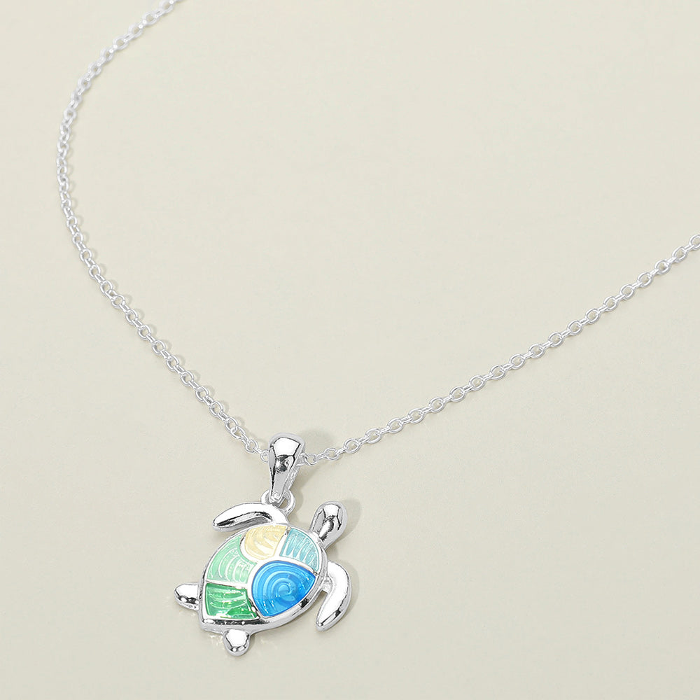 Madeline Love Multi, Silver Sea Turtle Charm Pendant Necklace - Jewelry