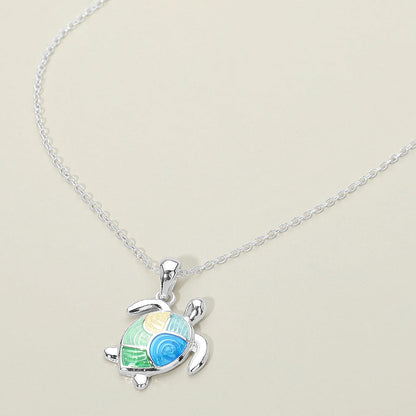 Madeline Love Multi, Silver Sea Turtle Charm Pendant Necklace - Jewelry