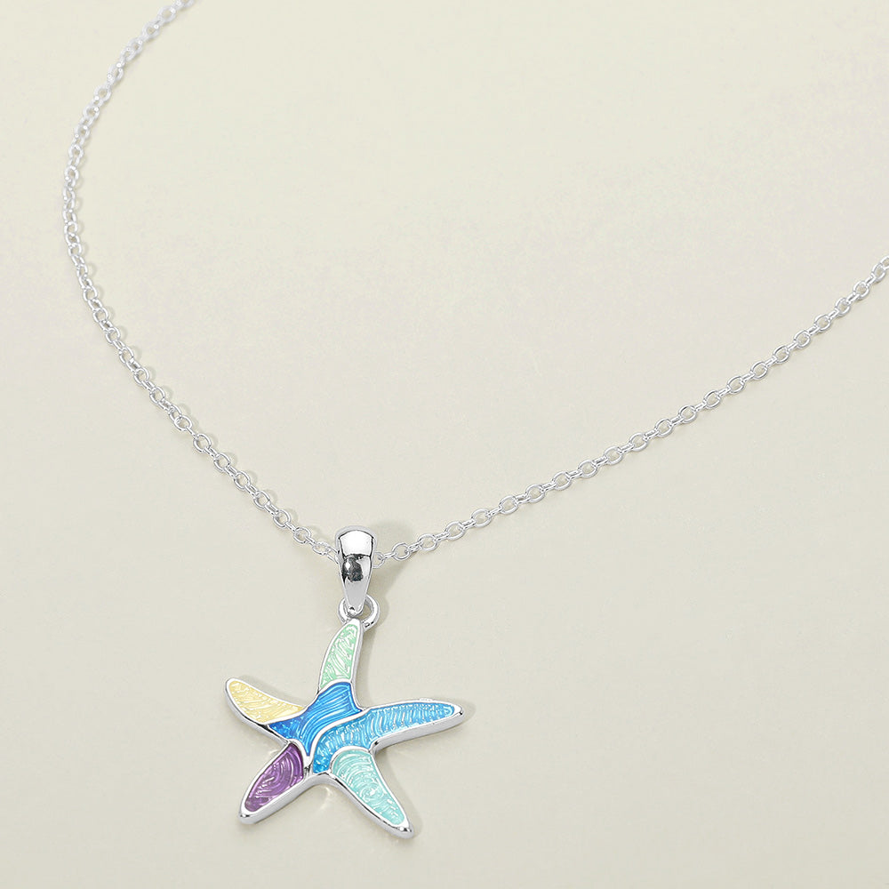 Madeline Love Multi, Silver Starfish Charm Pendant Necklace - Jewelry