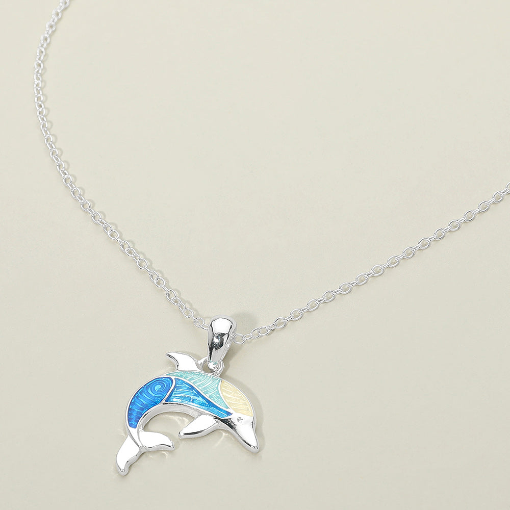 Madeline Love Multi, Silver Dolphin Charm Pendant Necklace - Jewelry