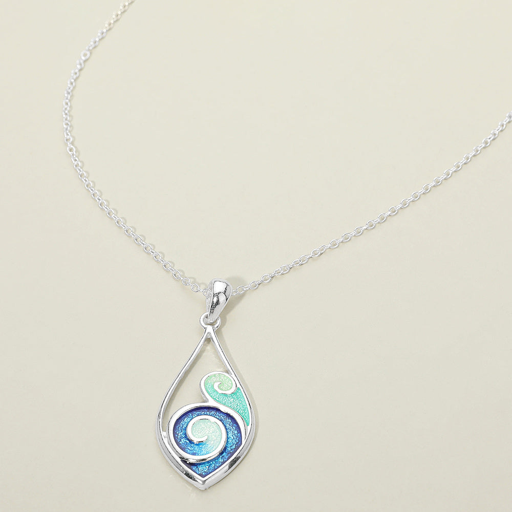 Madeline Love Multi, Silver Ocean Wave Teardrop Charm Pendant Necklace - Jewelry