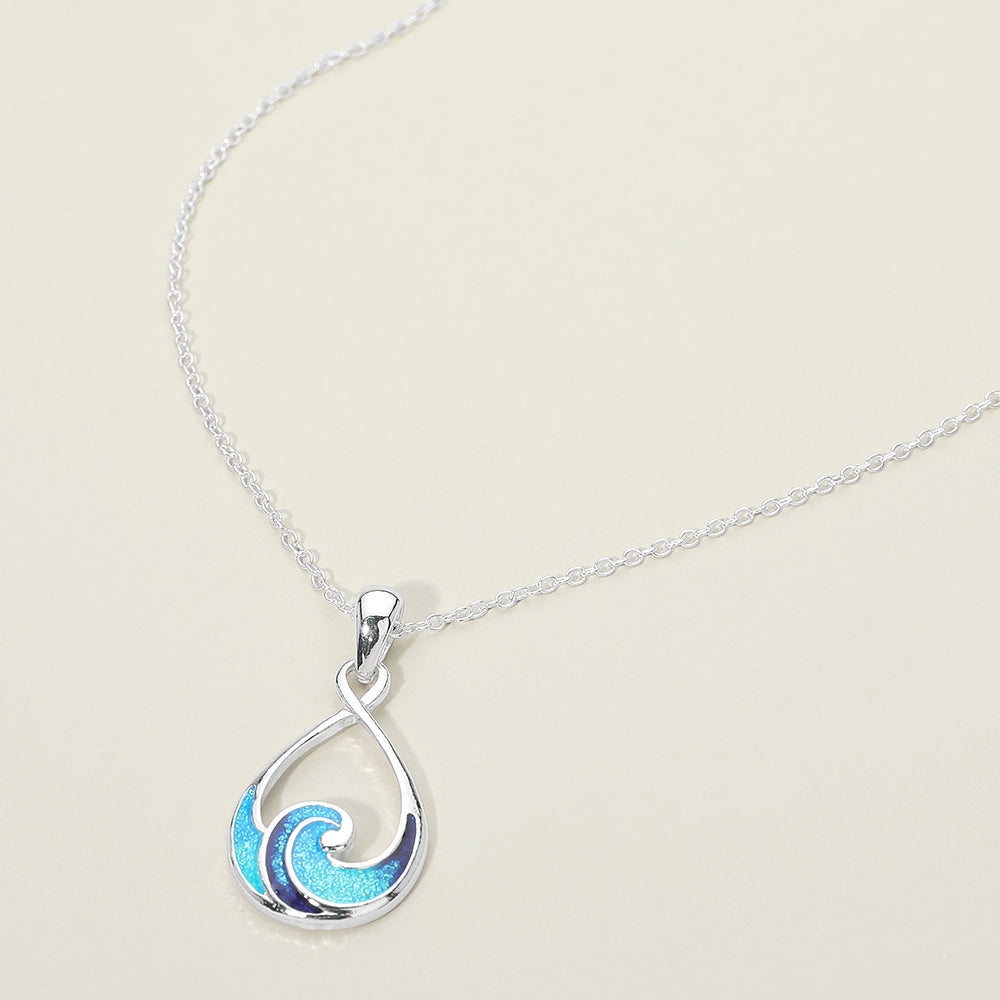 Madeline Love Multi, Silver Ocean Wave Teardrop Pendant Necklace - Jewelry
