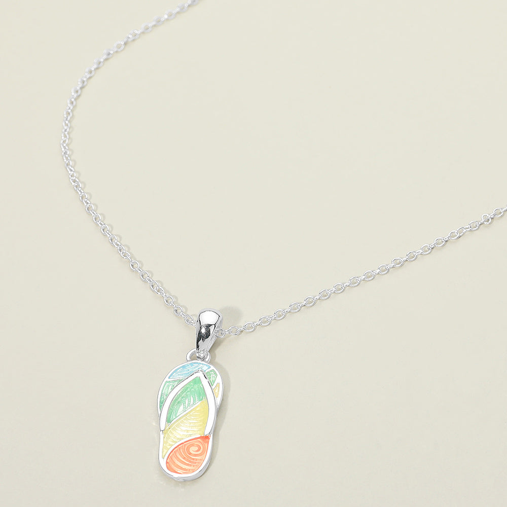 Madeline Love Multi, Silver Flip Flop Charm Pendant Necklace - Jewelry