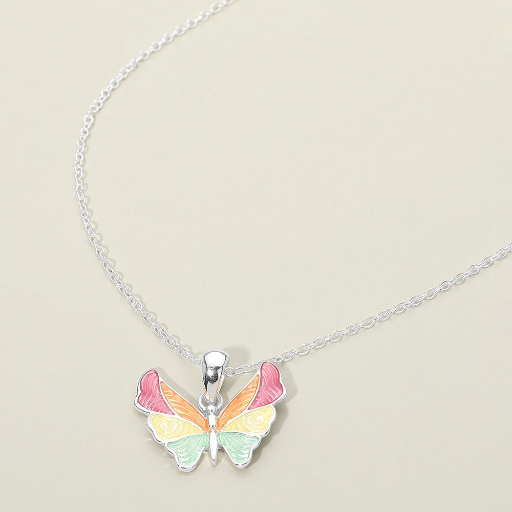 Madeline Love Multi, Silver Butterfly Charm Pendant Necklace - Jewelry