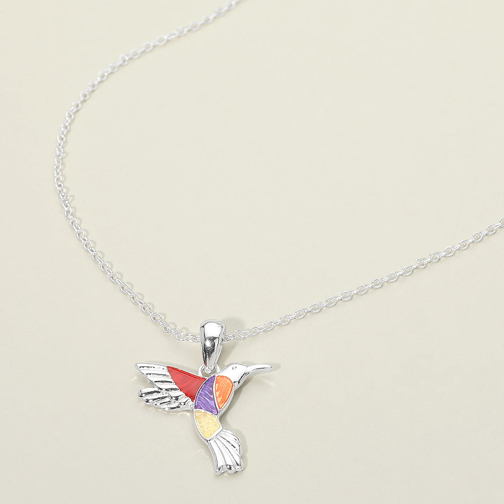 Madeline Love Multi, Silver Hummingbird Charm Pendant Necklace - Jewelry