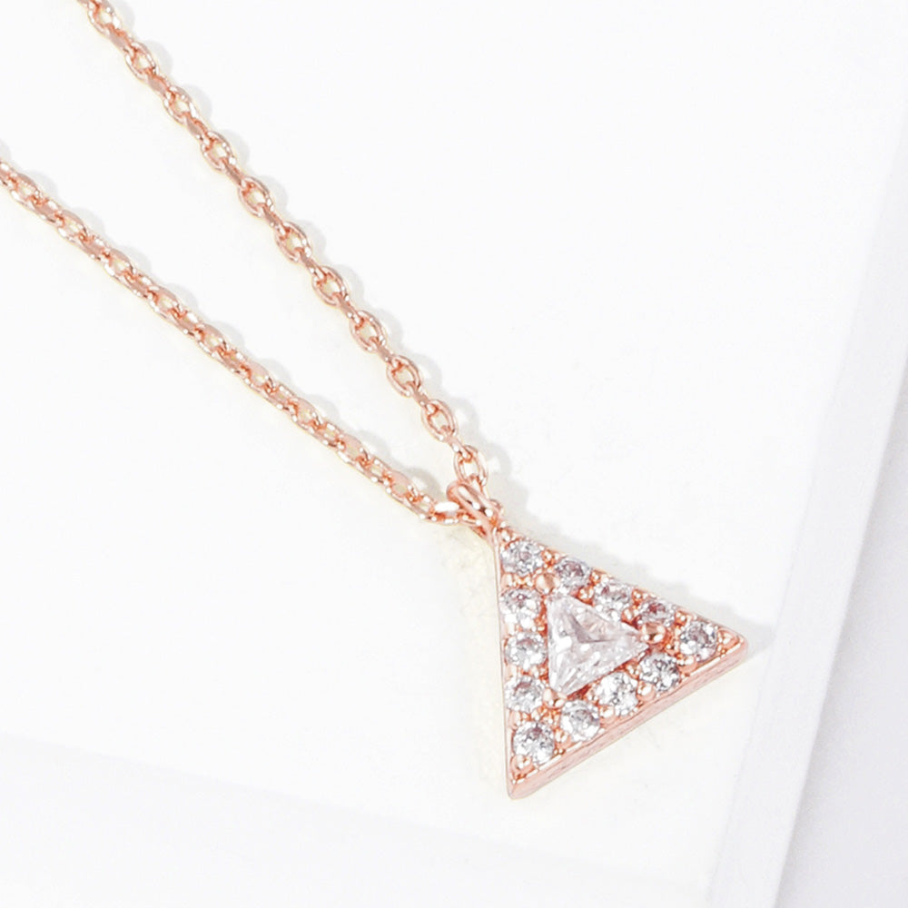Madeline Love Clear, Rose Gold Gold Dipped CZ Triangle Pendant Necklace - Jewelry