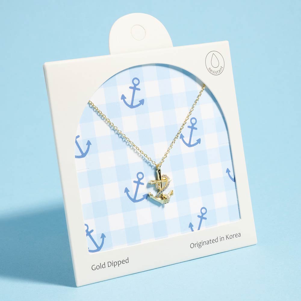 Madeline Love Gold Gold Dipped Stone Pave Anchor Pendant Necklace - Jewelry