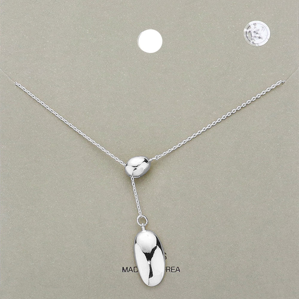 Madeline Love Rhodium Double Metal Pendant Sliding Necklace - Necklaces