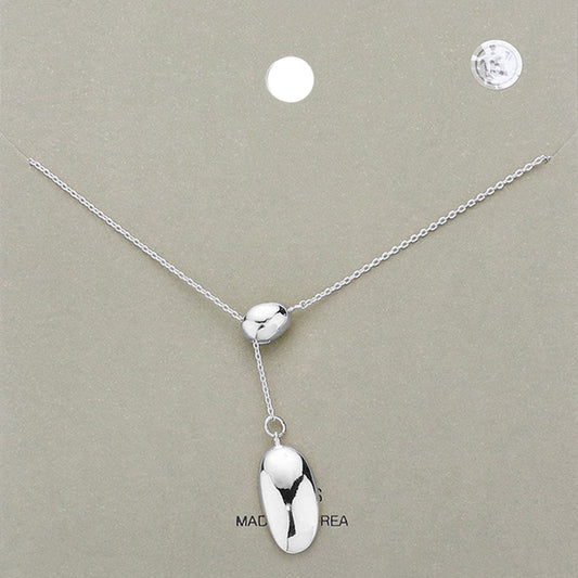 Madeline Love Rhodium Double Metal Pendant Sliding Necklace - Necklaces