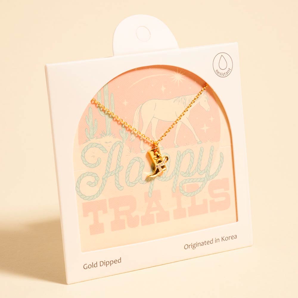 Madeline Love Gold Gold Dipped Western Cowboy Boot Pendant Necklace - Jewelry
