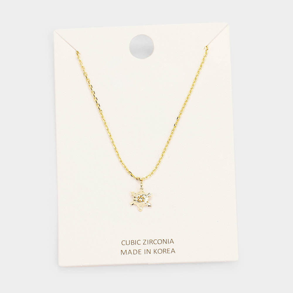 Madeline Love Gold CZ Cubic Zirconia Turtle Pendant Necklace - Jewelry