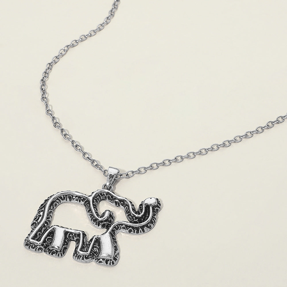 Madeline Love Antique Silver Antique Metal Open Elephant Pendant Necklace - Jewelry