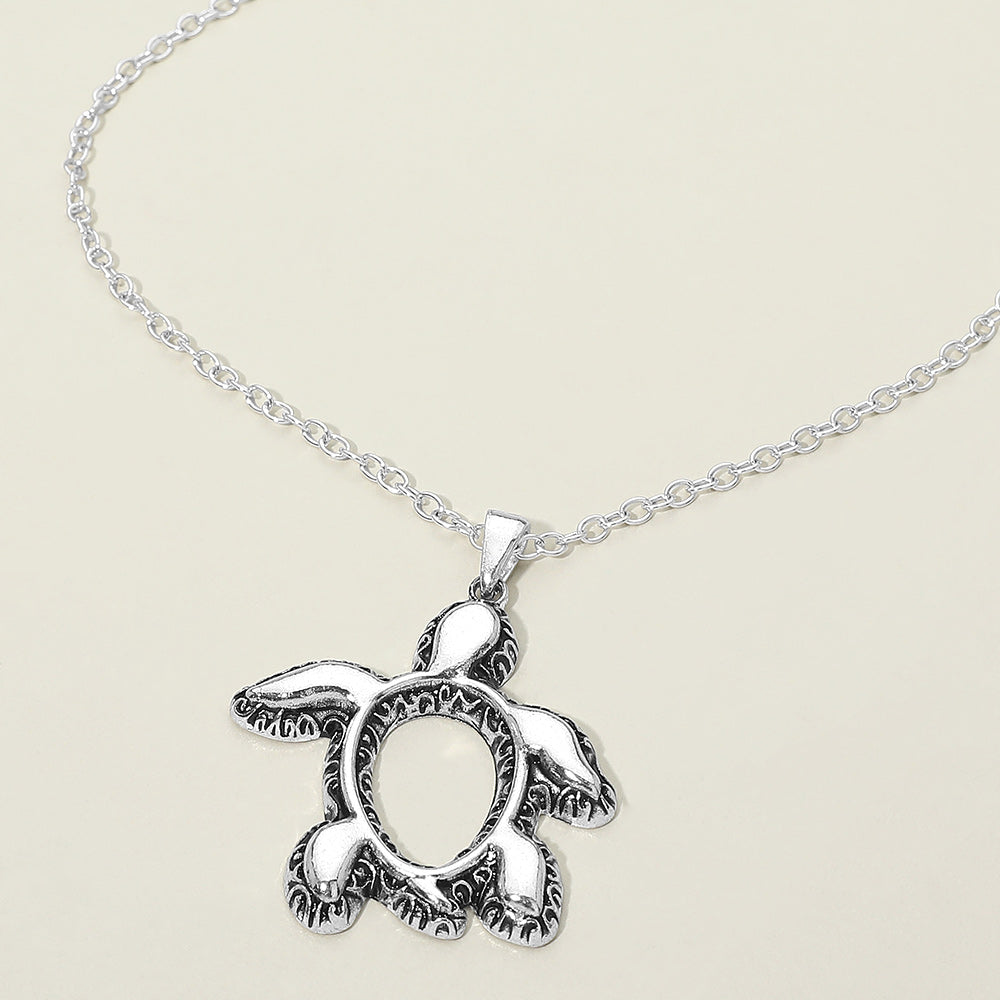 Madeline Love Antique Silver Antique Metal Open Sea Turtle Pendant Necklace - Jewelry