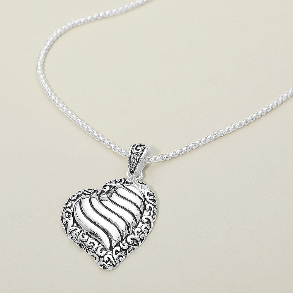 Madeline Love Antique Silver Antique Metal Heart Pendant Necklace - Necklaces