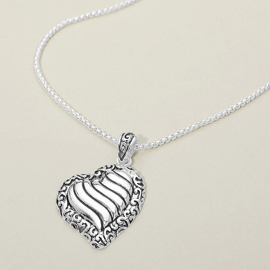 Madeline Love Antique Silver Antique Metal Heart Pendant Necklace - Necklaces