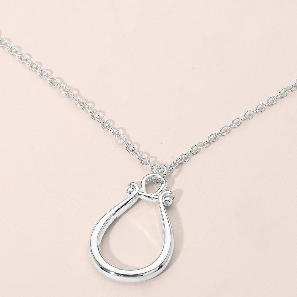 Madeline Love Rhodium Minimalist Open Teardrop Pendant Necklace - Necklaces