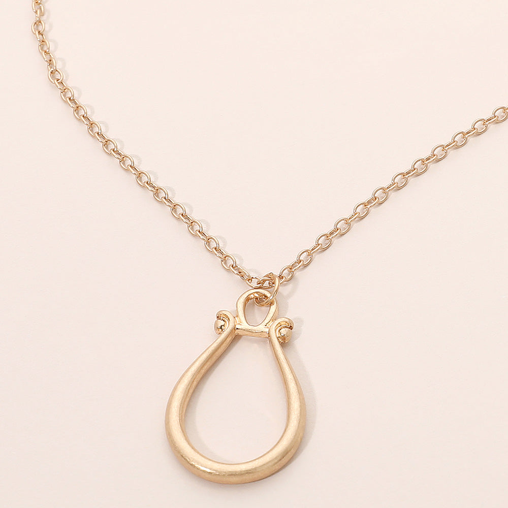 Madeline Love Worn Gold Minimalist Open Teardrop Pendant Necklace - Necklaces