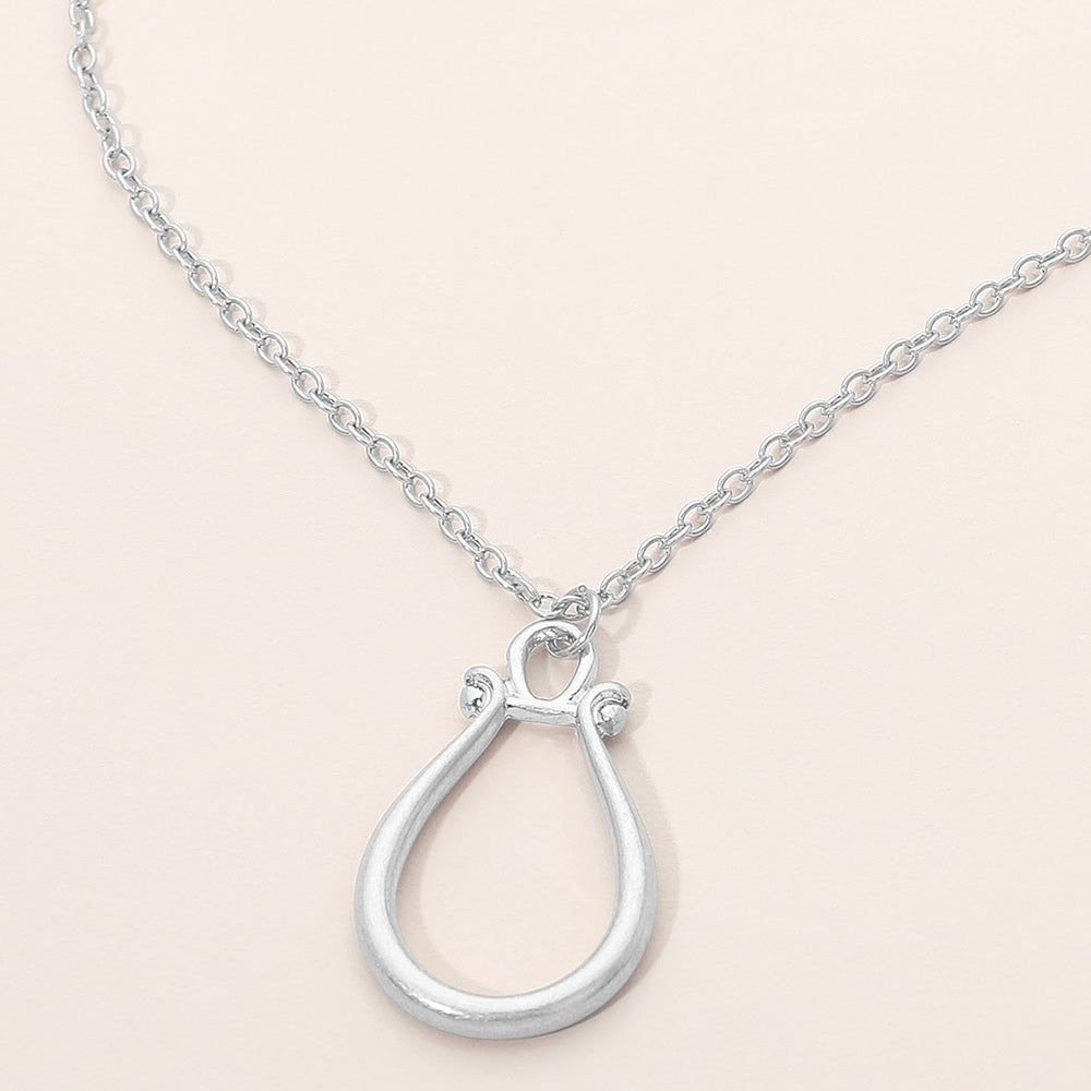Madeline Love Worn Silver Minimalist Open Teardrop Pendant Necklace - Necklaces
