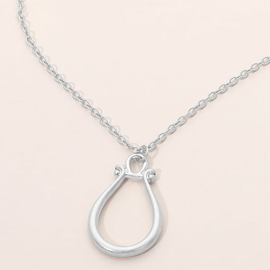 Madeline Love Worn Silver Minimalist Open Teardrop Pendant Necklace - Necklaces
