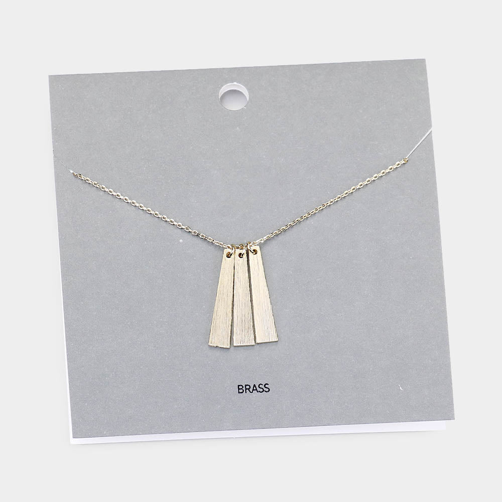 Madeline Love Gold Brass Metal Triple Irregular Rectangle Pendant Necklace - Necklaces