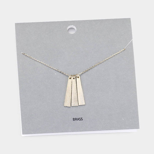 Madeline Love Gold Brass Metal Triple Irregular Rectangle Pendant Necklace - Necklaces
