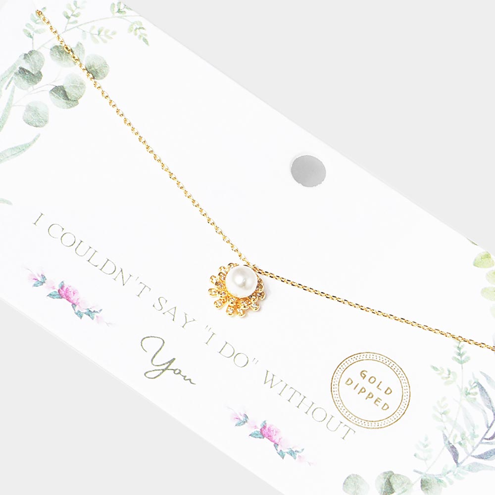 Madeline Love Gold Gold Dipped Pearl Accented CZ Trimmed Pendant Necklace - Necklaces