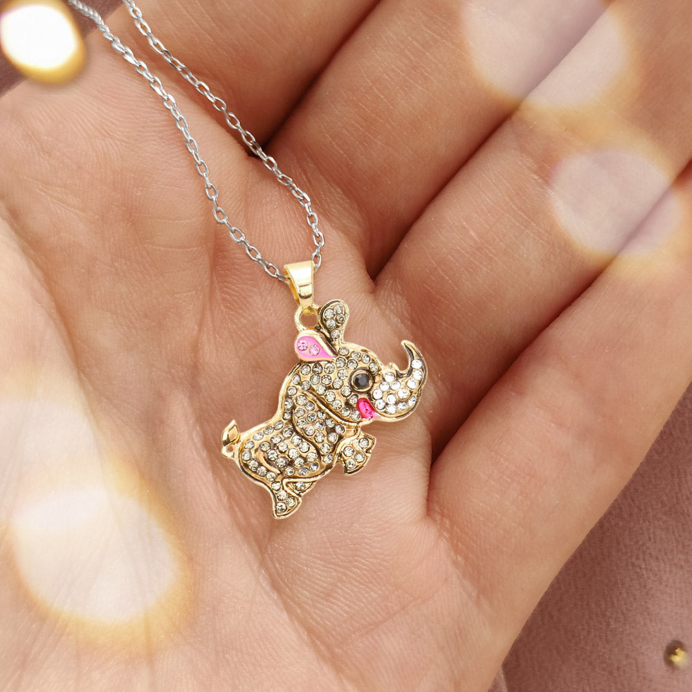 Madeline Love Gold Rhinestone Embellished Rhinoceros Pendant Necklace - Necklaces