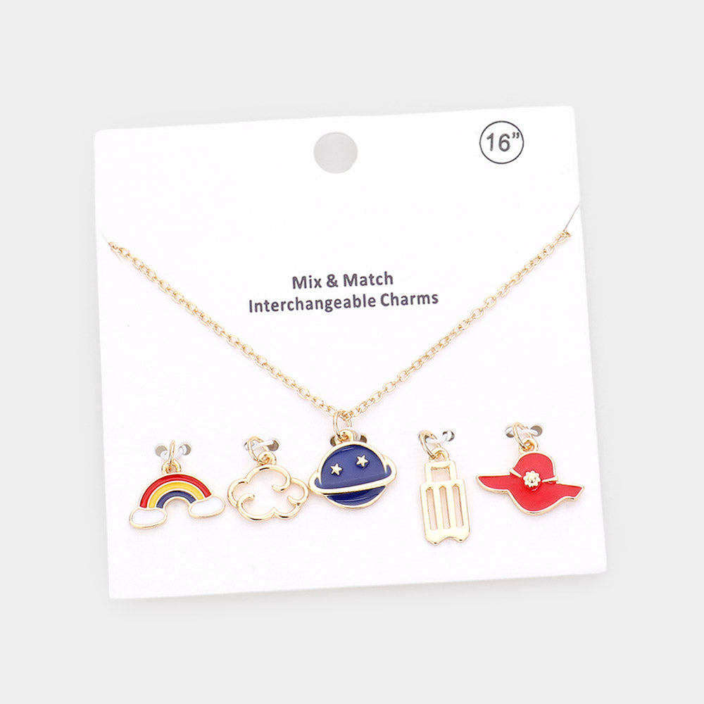 Madeline Love Gold Rainbow Cloud Space Hat Interchangeable Pendant Necklace - Necklaces