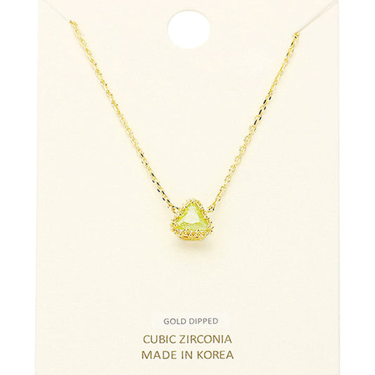 Madeline Love Gold, Yellow Gold Dipped Cubic Zirconia Triangle Pendant Necklace - Necklaces