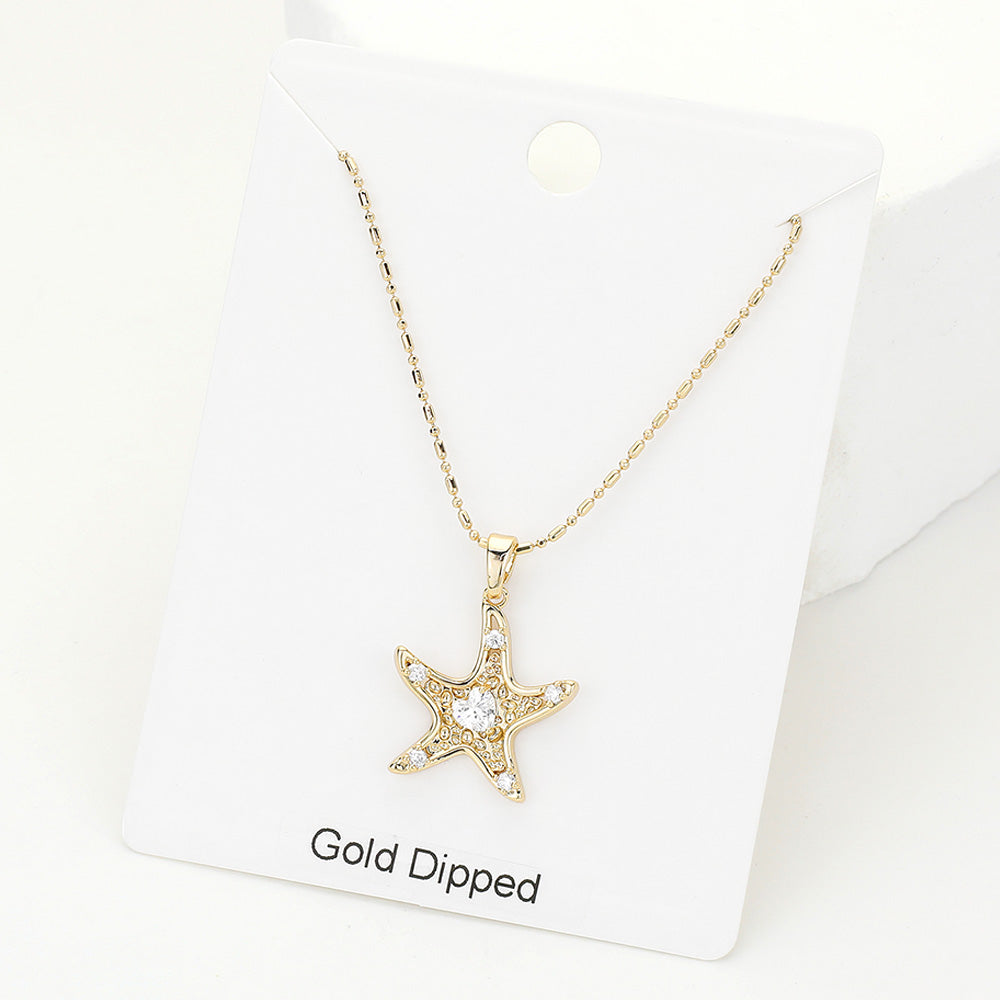 Madeline Love Gold Gold Dipped Stone Embellished Star Pendant Necklace - Jewelry