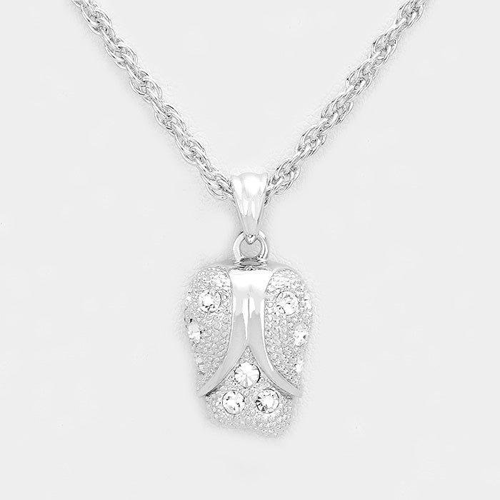 Madeline Love Clear, Silver Accented Rhinestone Pendant Necklace - Jewelry