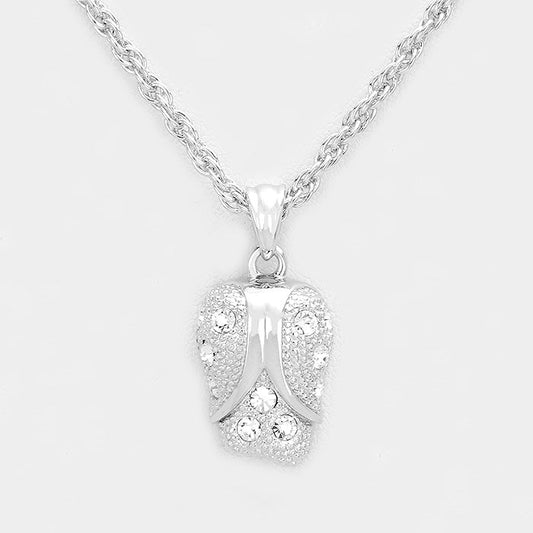 Madeline Love Clear, Silver Accented Rhinestone Pendant Necklace - Jewelry