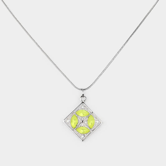 Madeline Love Rhodium Rhinestone Square Pendant Necklace - Necklaces