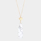 Metal Heart Teardrop Natural Stone Link Pendant Long Necklace - Howlite - Necklaces