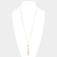 Metal Heart Teardrop Natural Stone Link Pendant Long Necklace - Necklaces
