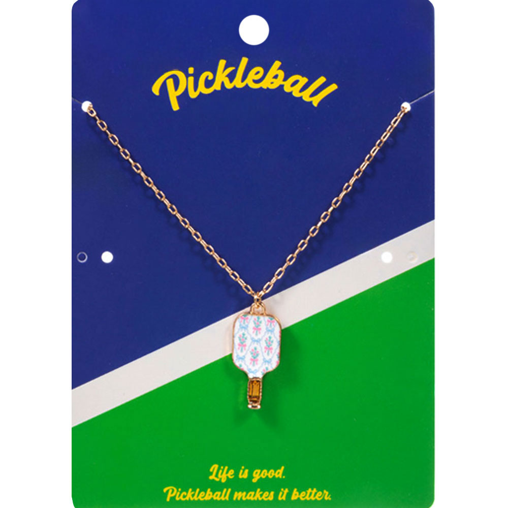 Madeline Love Light Blue Floral Pickleball Paddle Pendant Necklace - Sports & Events