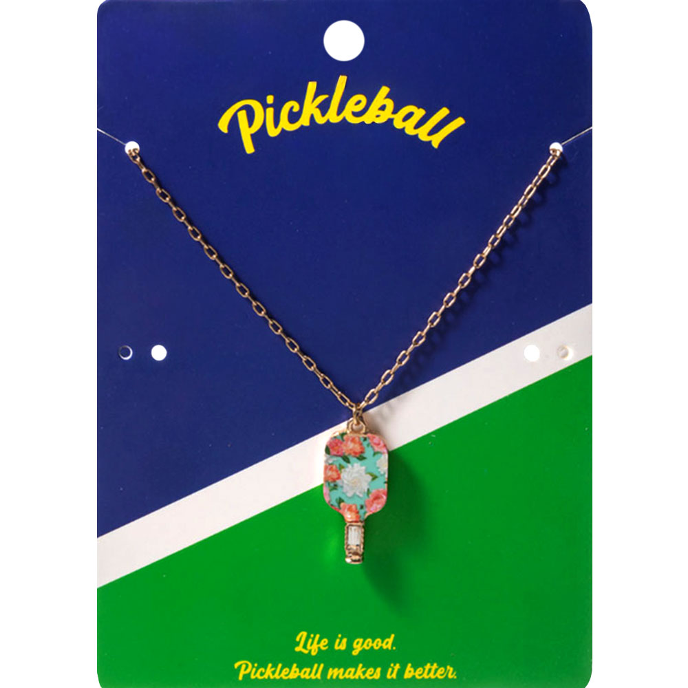Madeline Love Multi Floral Pickleball Paddle Pendant Necklace - Sports & Events