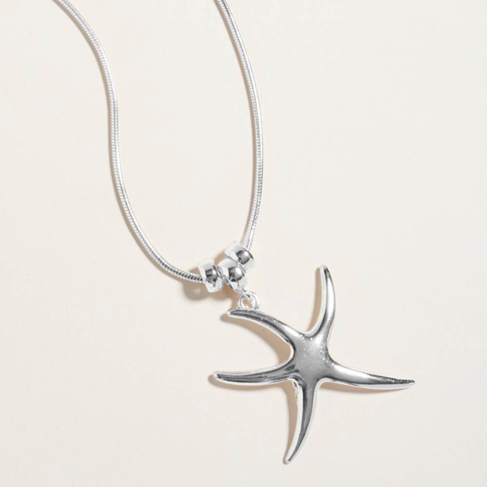 Madeline Love Rhodium Metal Starfish Pendant Necklace - Necklaces