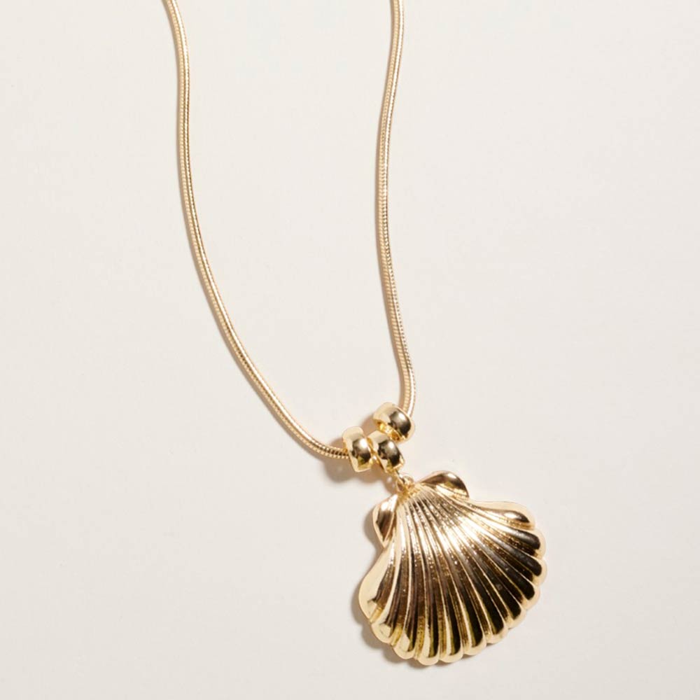 Madeline Love Gold Metal Scallop Shell Pendant Necklace - Necklaces