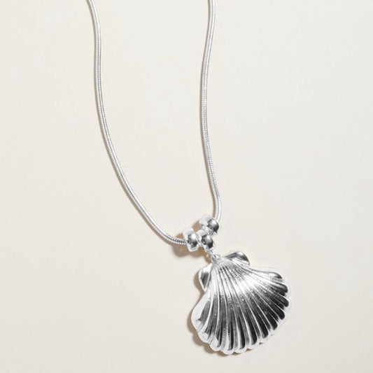 Madeline Love Rhodium Metal Scallop Shell Pendant Necklace - Necklaces