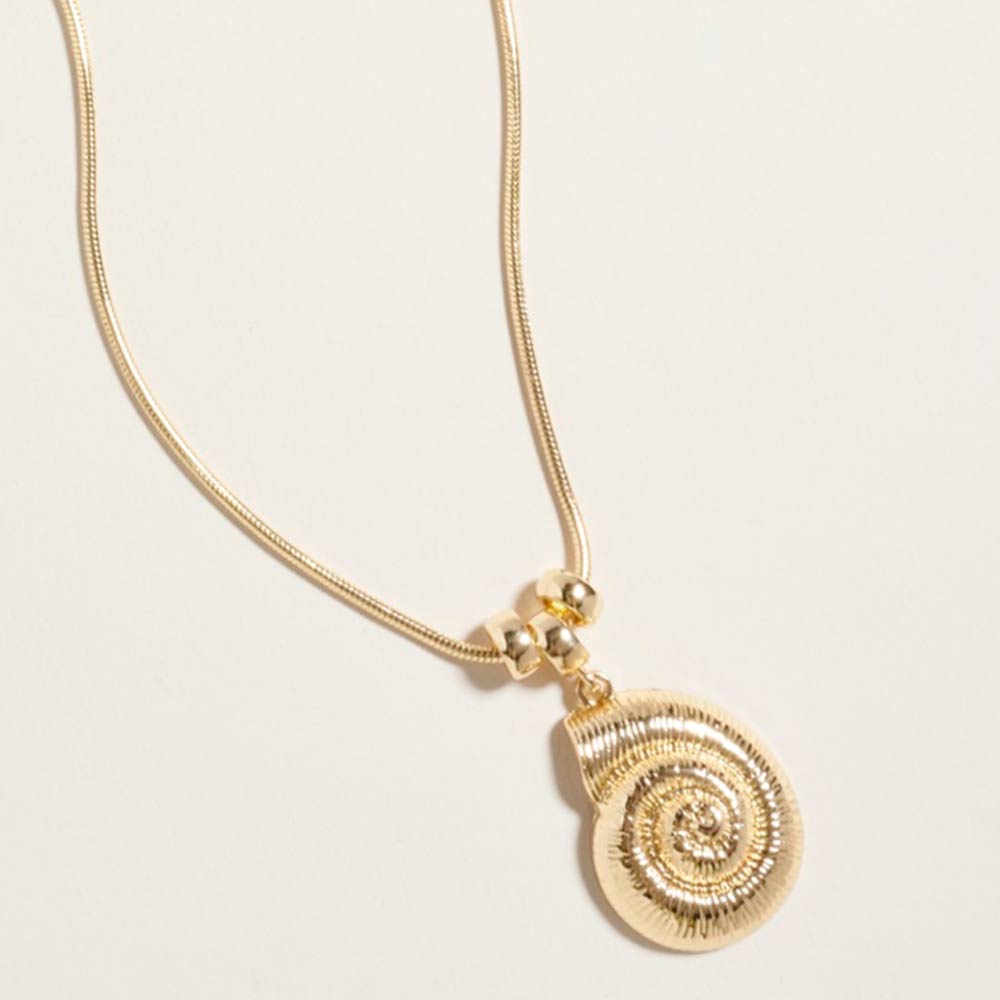Madeline Love Gold Metal Spiral Shell Pendant Necklace - Necklaces