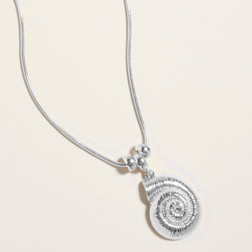 Madeline Love Rhodium Metal Spiral Shell Pendant Necklace - Necklaces