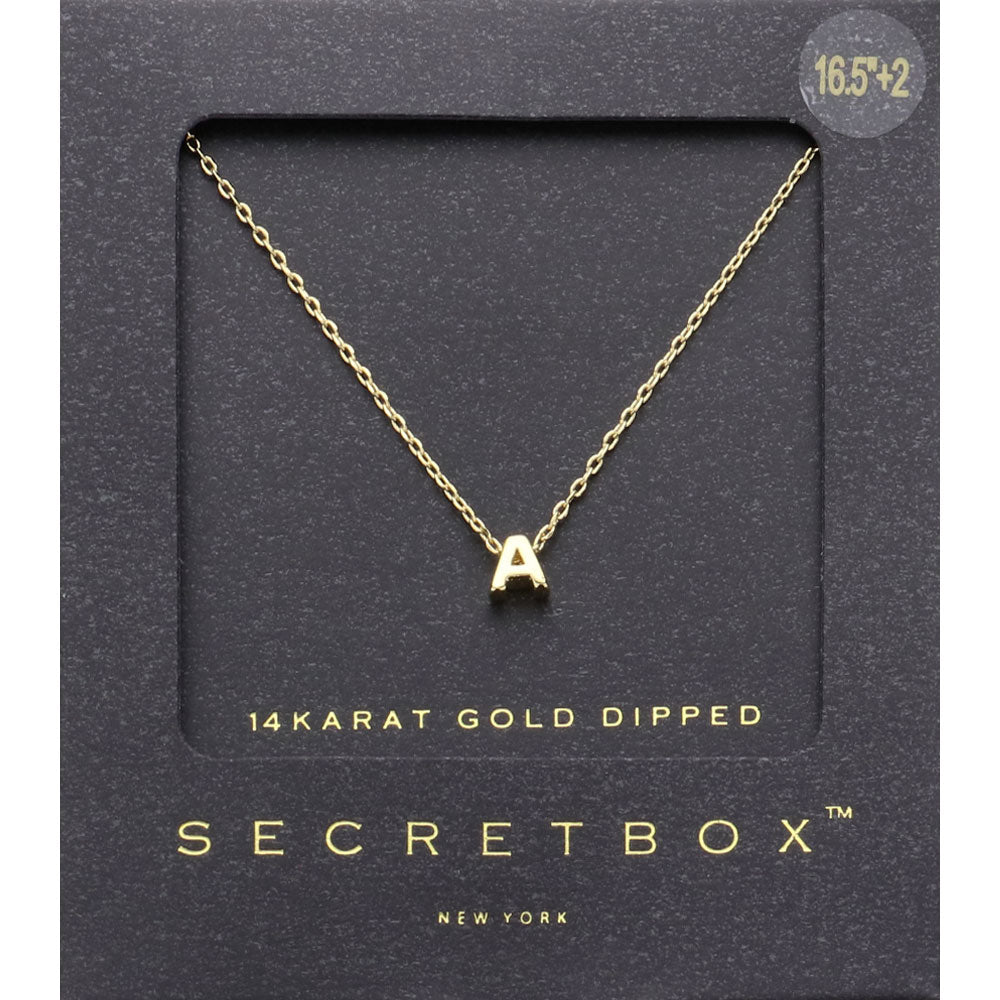 Madeline Love ~A~ -A- SECRET BOX_14K Gold Dipped Initial Monogram Pendant Necklace - Necklaces