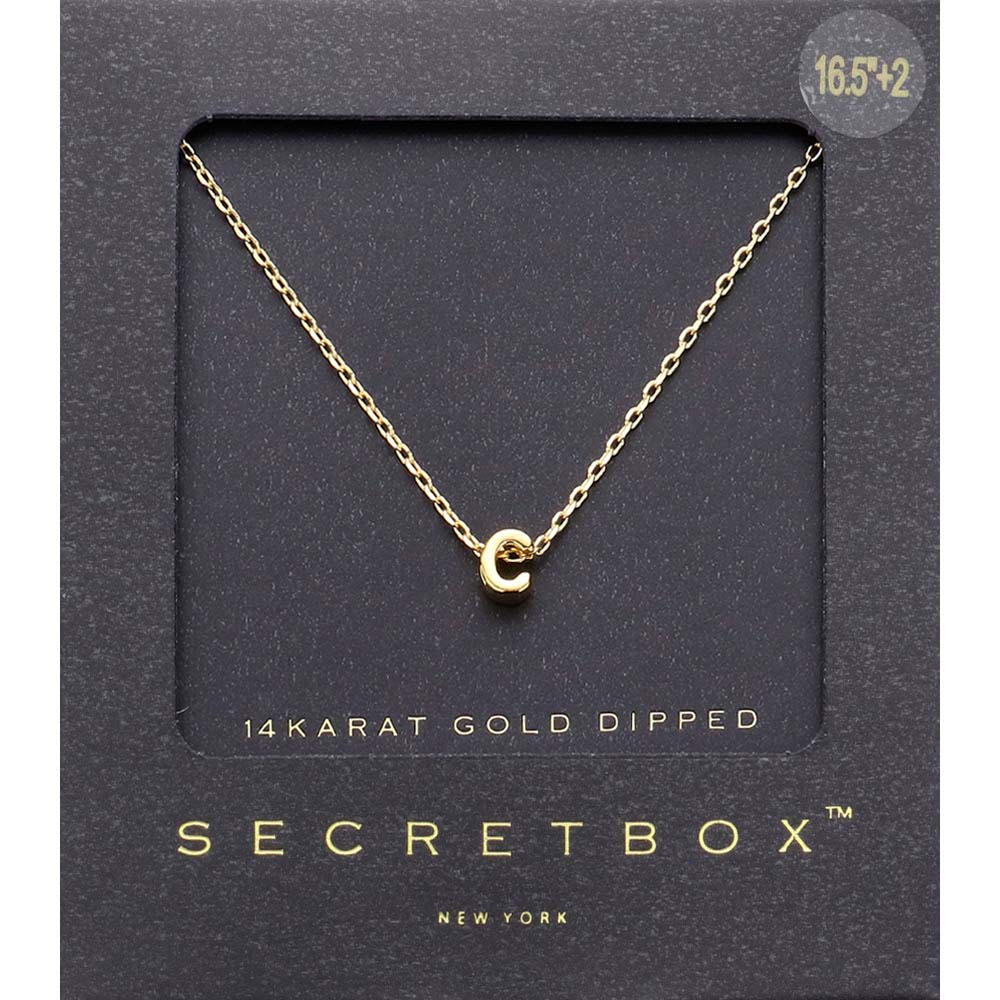 Madeline Love ~C~ -C- SECRET BOX_14K Gold Dipped Initial Monogram Pendant Necklace - Necklaces