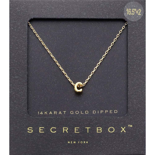 Madeline Love ~C~ -C- SECRET BOX_14K Gold Dipped Initial Monogram Pendant Necklace - Necklaces