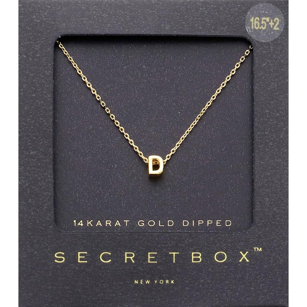 Madeline Love ~D~ -D- SECRET BOX_14K Gold Dipped Initial Monogram Pendant Necklace - Necklaces